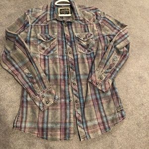 Men’s BKE vintage button down distressed shirt